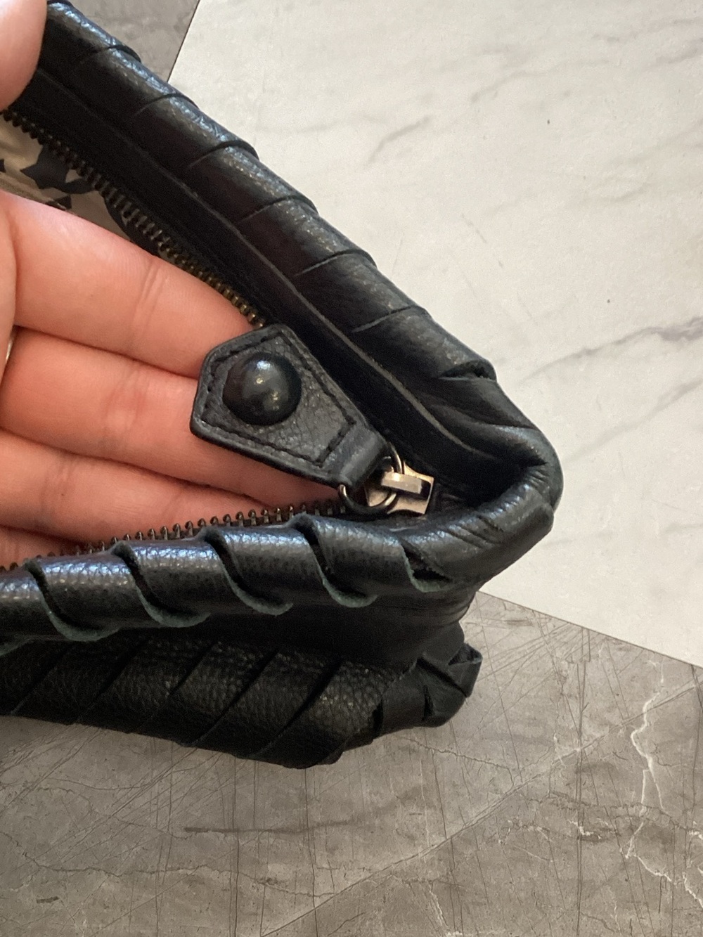 L.A.M.B. Black Leather Fold-Over Clutch with Ribbon Detail - Picture 5 of 6